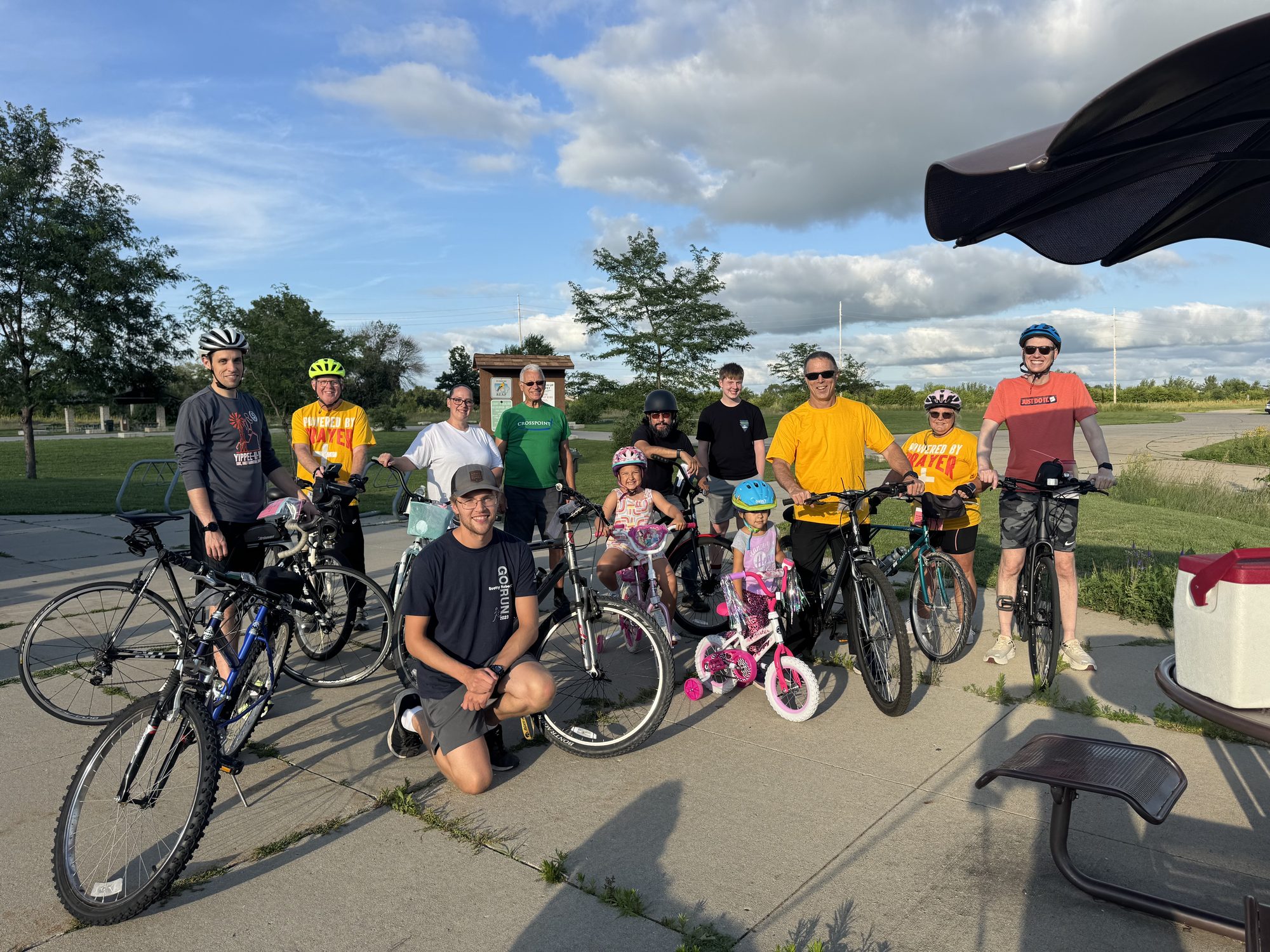 Crosspoint Baptist Church families on a group bike ride in Iowa City