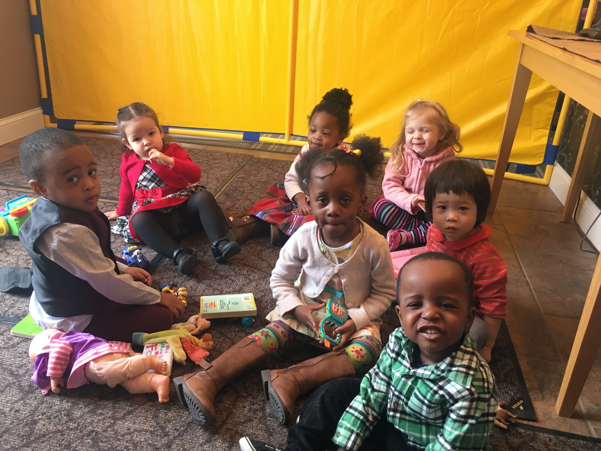 Toddlers playing together in the nursery at Crosspoint Baptist Church